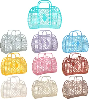 10 PCS Jelly Purse Bags, Reusable Colored Beach Tote Gift Basket, Plastic Tote Handbags for Women Girls Kids, 10 Colors