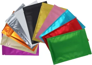 100 Assorted Translucent/Silver/Colored Flat Metallic Foil Zip Top Bags Pouch 8.5x13cm (3.3x5.1") (Mixed)