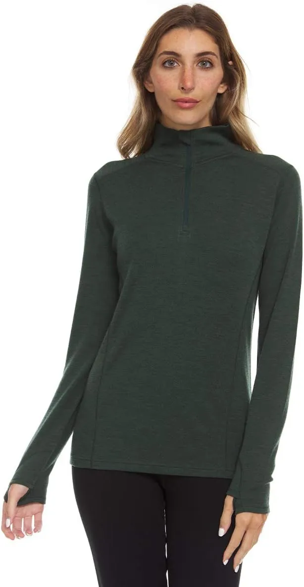 100% Merino Wool - Midweight Womens 1/4 Zip - Midlayer