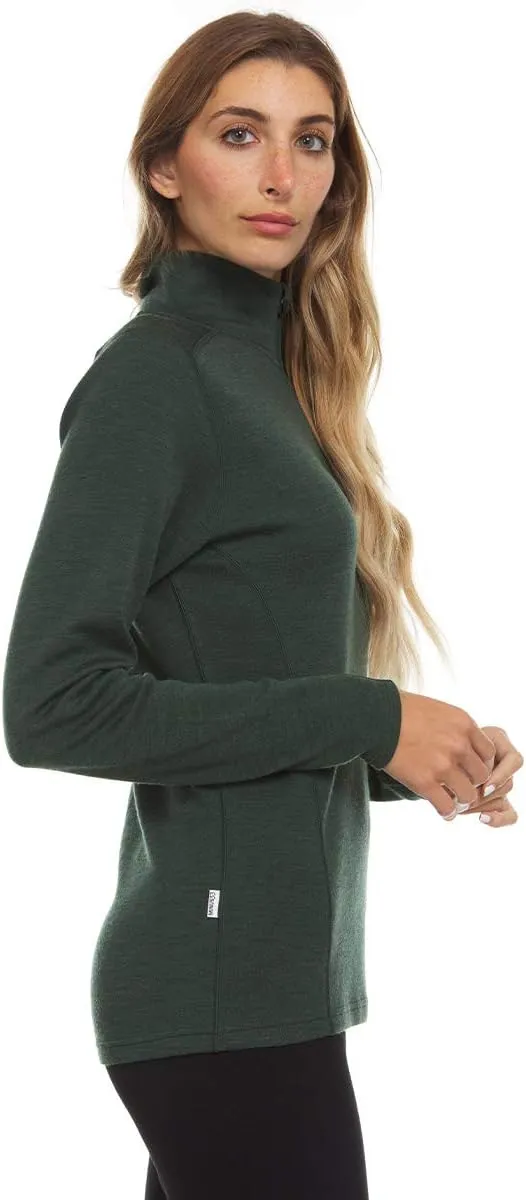100% Merino Wool - Midweight Womens 1/4 Zip - Midlayer