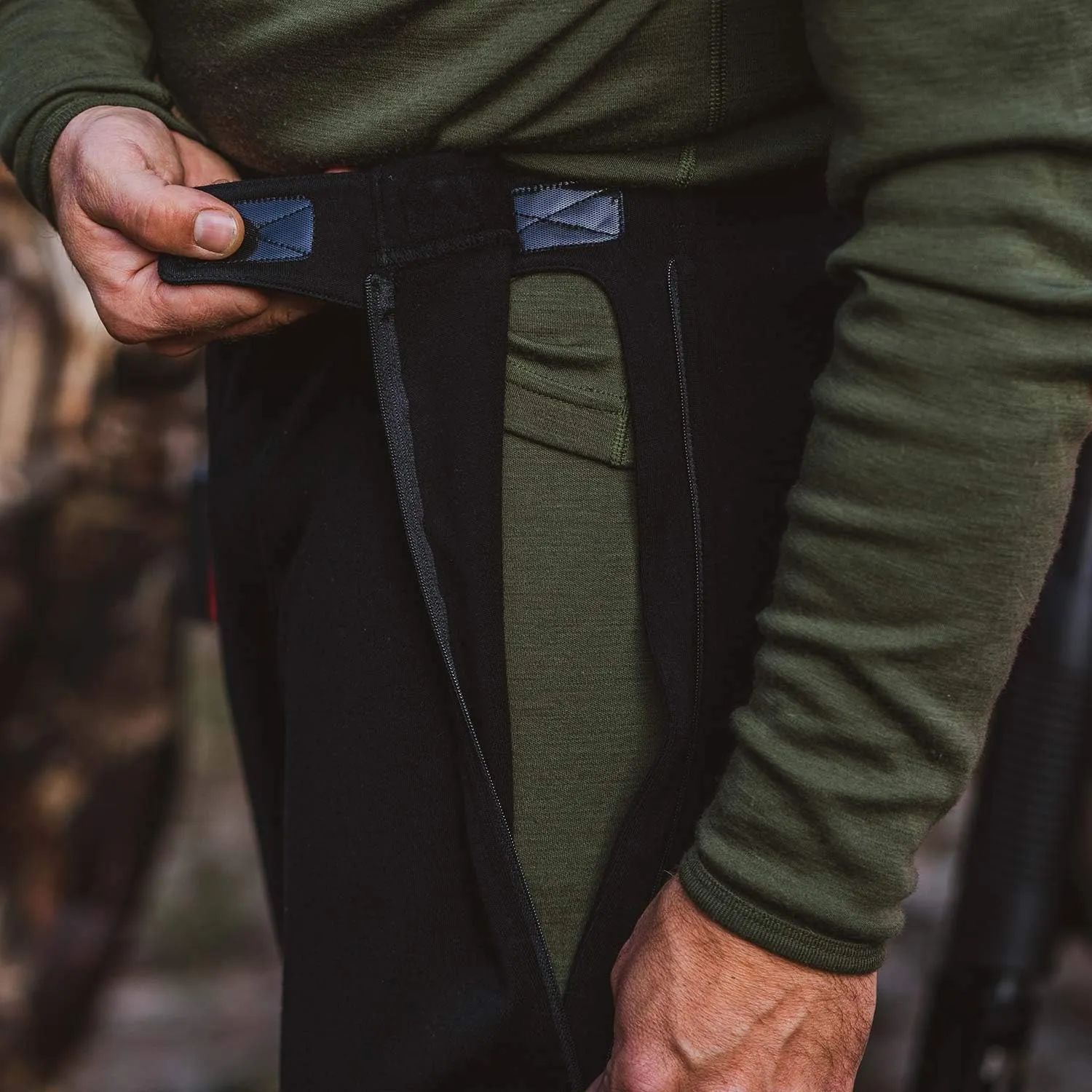 100% Merino Wool Zip Off Base Layer 3/4 Bottoms - Mens Expedition Weight Thermal Underwear