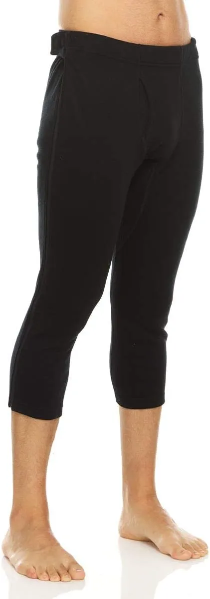 100% Merino Wool Zip Off Base Layer 3/4 Bottoms - Mens Expedition Weight Thermal Underwear