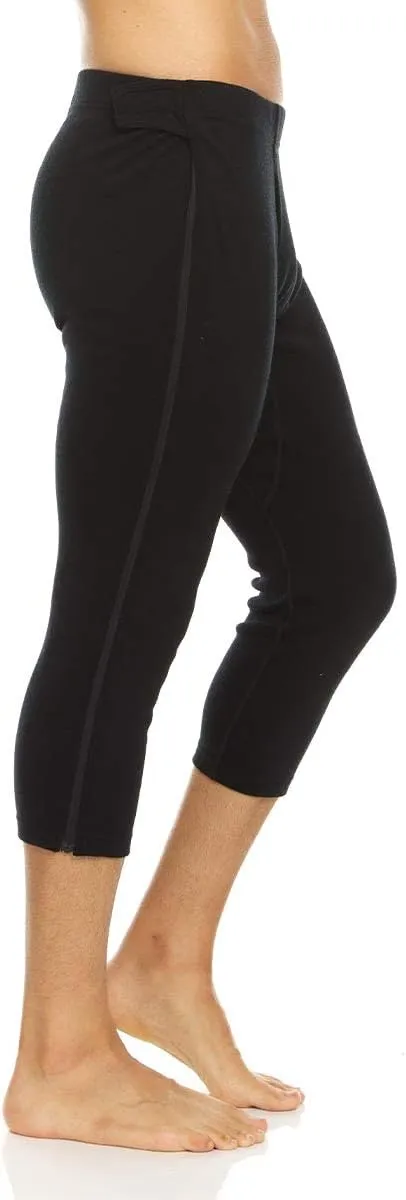 100% Merino Wool Zip Off Base Layer 3/4 Bottoms - Mens Expedition Weight Thermal Underwear