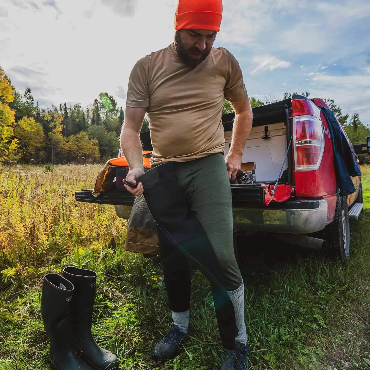 100% Merino Wool Zip Off Base Layer 3/4 Bottoms - Mens Expedition Weight Thermal Underwear
