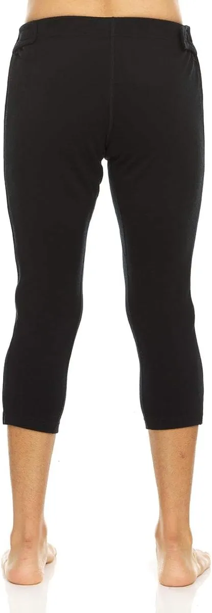 100% Merino Wool Zip Off Base Layer 3/4 Bottoms - Mens Expedition Weight Thermal Underwear