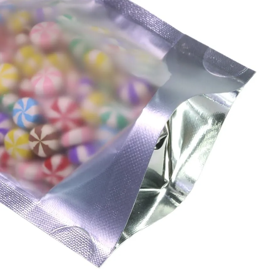 100pcs Frosted Clear Window Stand Up Colored Metallic Foil Resealable Zipper Seal Bags (Gold, Standup | 7.5oz)