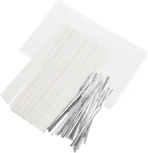 100Sets DIY Lollipop Making Kit Complete Cake Pop Supplies with Sticks Lollipop Bags Silver Twist Ties for Creative Baking Candy and Chocolate Treats