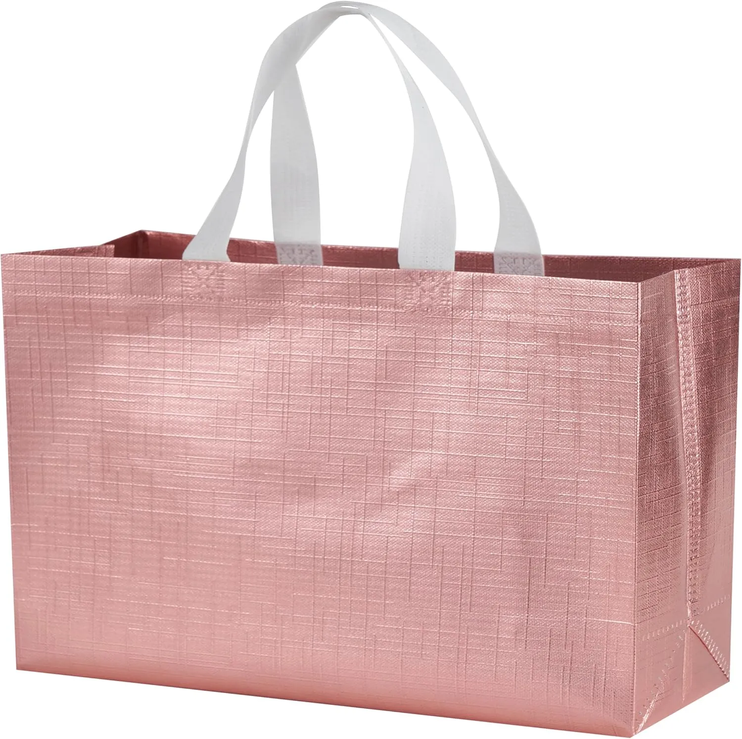 12 PCS 15.5x4.7x11 Inches Rose Gold Extra Large Reusable Gift Bags With Handles - XL Goodie & Birthday Party Favor Bags