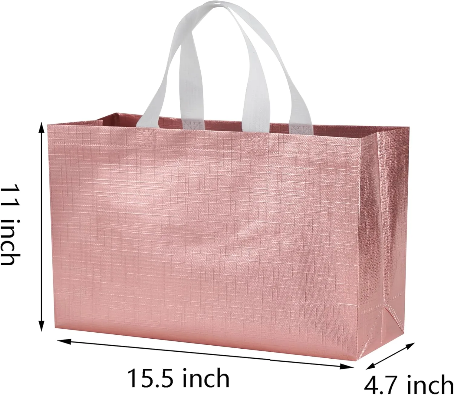 12 PCS 15.5x4.7x11 Inches Rose Gold Extra Large Reusable Gift Bags With Handles - XL Goodie & Birthday Party Favor Bags