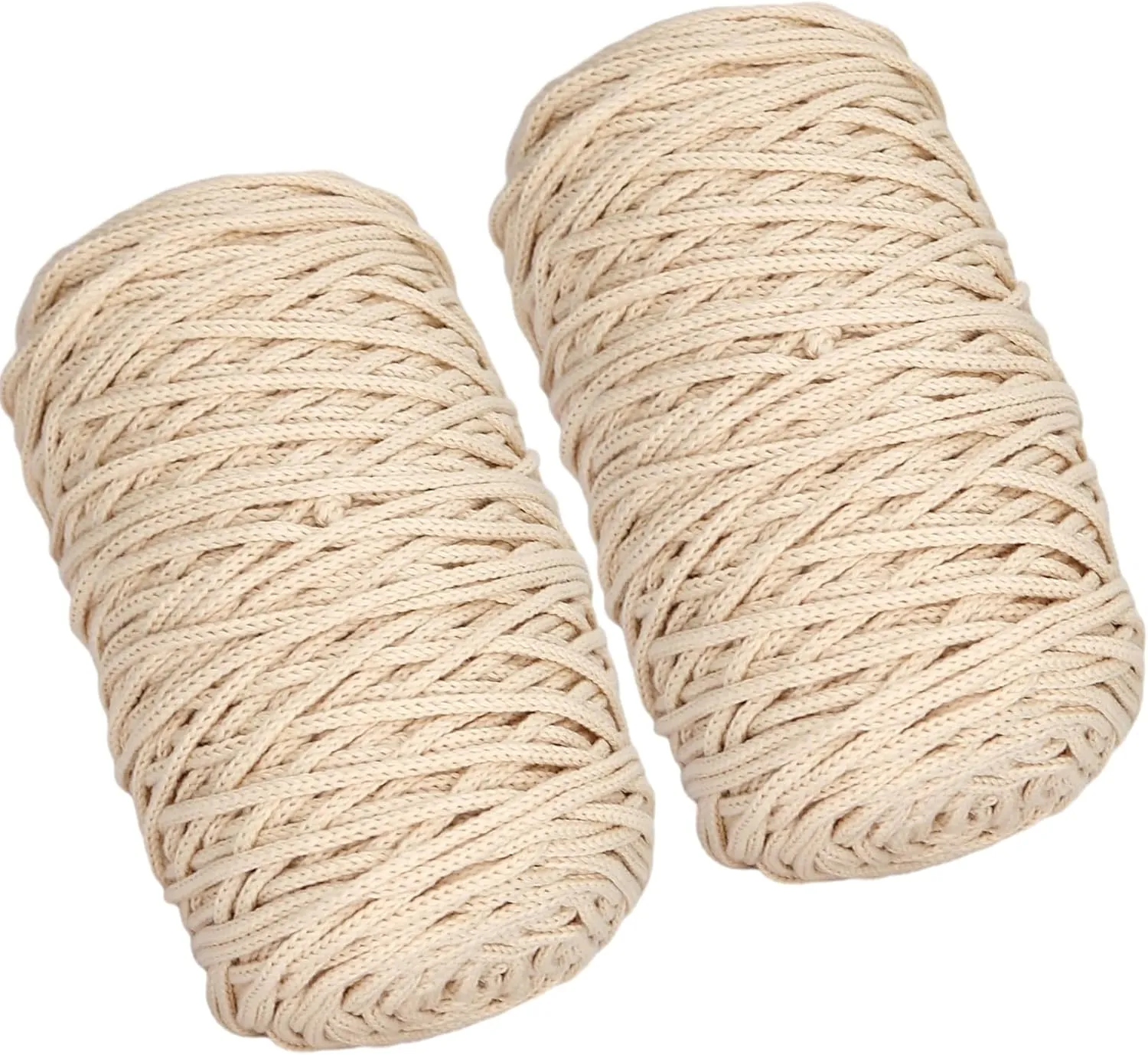 2 PCS 400g 100% Cotton Hollow Knitted Crochet Yarn - 328 Yards Fabric Round Rope for DIY Handbag, Purse, Basket, Cushion, Crochet Bag