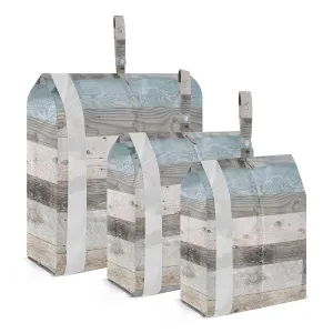 3 PCs Transparent PVC Packing Cubes, Shoes Travel Organizers, Waterproof Check Oxford Clothes Toiletry Storage Bag Print Retro Wooden Wood Vintage Planks