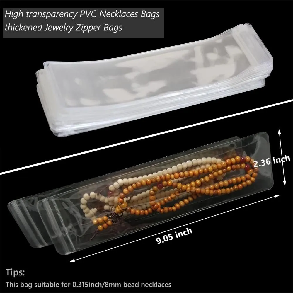 48 Pack PVC Clear Jewelry Anti Oxidation Zipper Bag Antitarnish Plastic Bags for Packaging Jewelry Rings Earrings Transparent Poly Pouch (Clear, 2.36×9.05 inch)