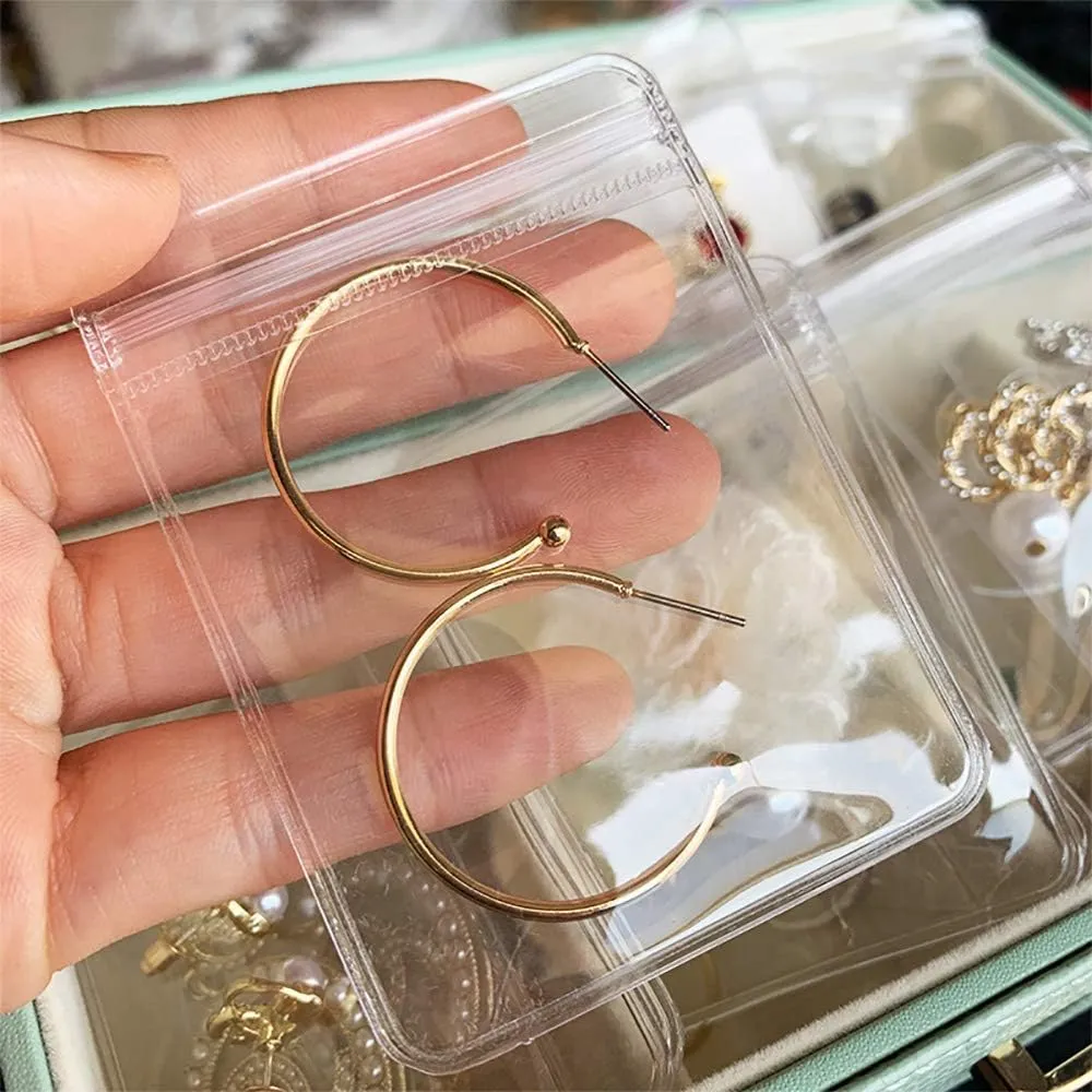 48 Pack PVC Clear Jewelry Anti Oxidation Zipper Bag Antitarnish Plastic Bags for Packaging Jewelry Rings Earrings Transparent Poly Pouch (Clear, 2.36×9.05 inch)