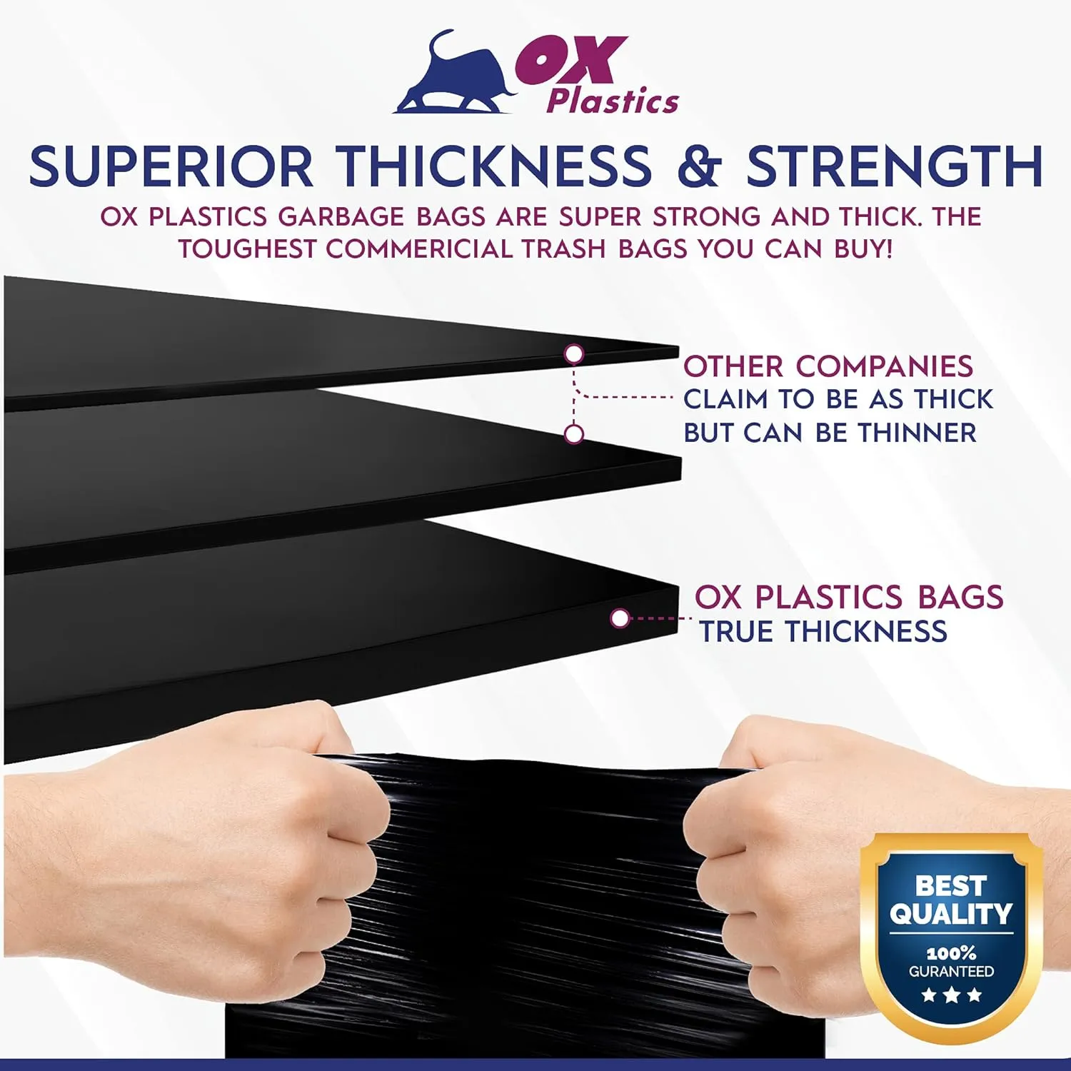 60 Gallon Trash Can Liners Bags - 35 Count Capacity & 4mil Thick Extra Heavy Duty Strength -Large Garbage, Leak-Proof & Durable Bag Black