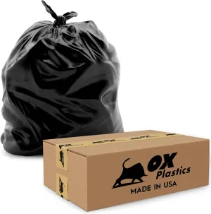 60 Gallon Trash Can Liners Bags - 35 Count Capacity & 4mil Thick Extra Heavy Duty Strength -Large Garbage, Leak-Proof & Durable Bag Black