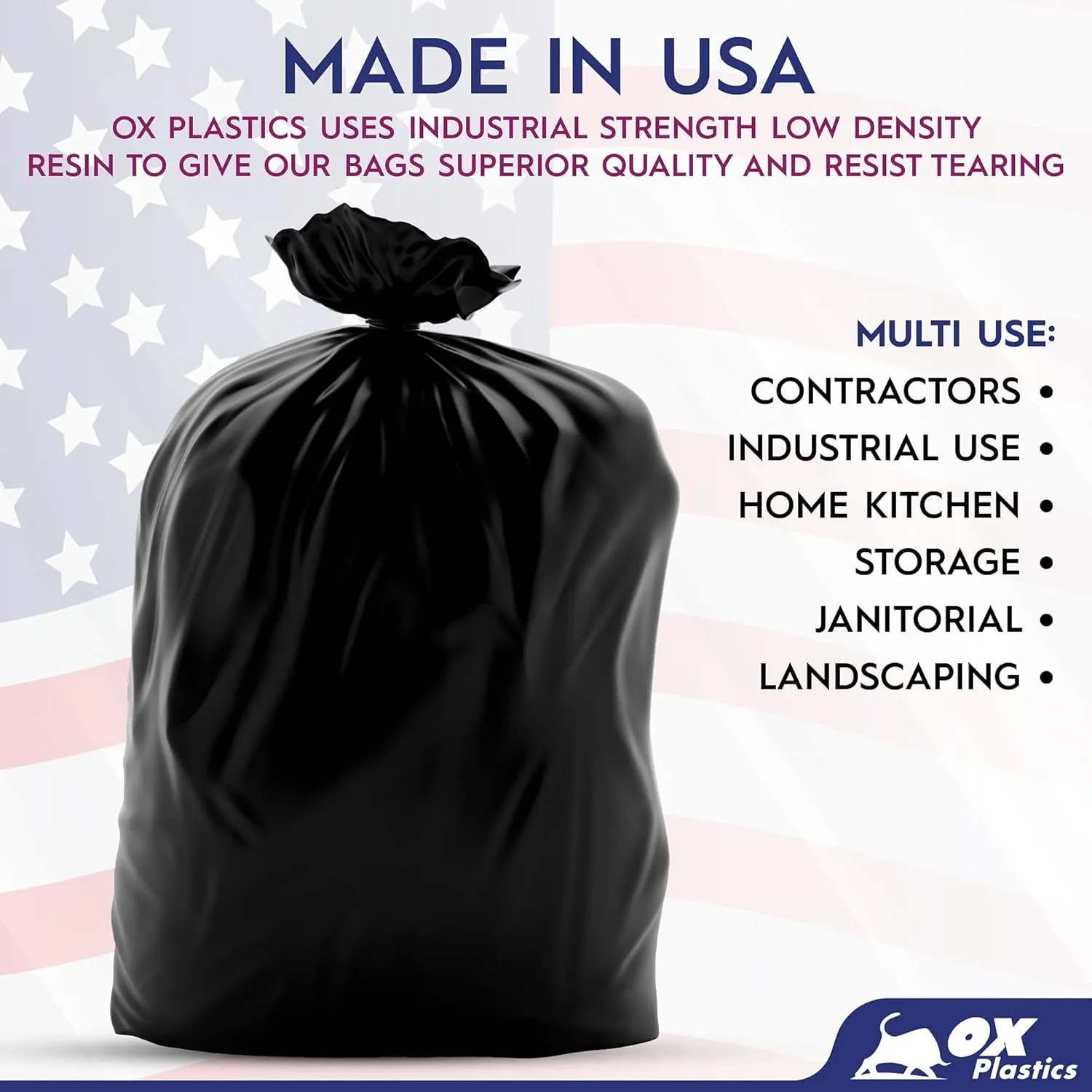 60 Gallon Trash Can Liners Bags - 35 Count Capacity & 4mil Thick Extra Heavy Duty Strength -Large Garbage, Leak-Proof & Durable Bag Black