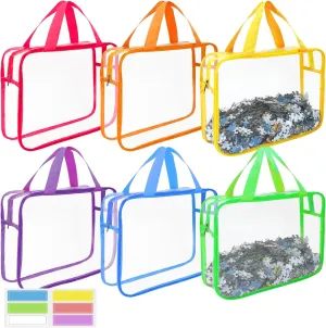 6PCS Toy Storage Bags, Toy Storage Bags With Zipper, Clear Toy Storage, Toy Bags for Storage, Toy Travel Bag, for Store Building Blocks, Puzzles, Dust-Proof And Waterproof, With Labels (6 Colors)