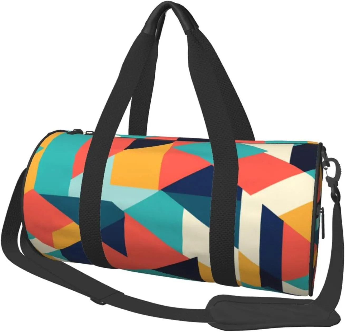 Abstract Geometric Printed Travel Bag,Round Personal Item Storage bag,Foldie Duffel Bag for Traveling Vacation,Fitness,Sports