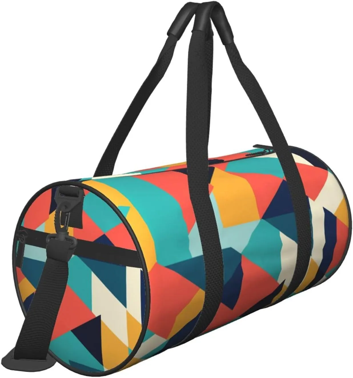 Abstract Geometric Printed Travel Bag,Round Personal Item Storage bag,Foldie Duffel Bag for Traveling Vacation,Fitness,Sports