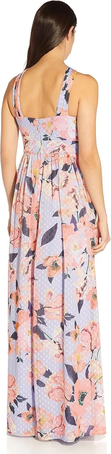 Adrianna Papell Women's Printed Chiffon Halter Gown