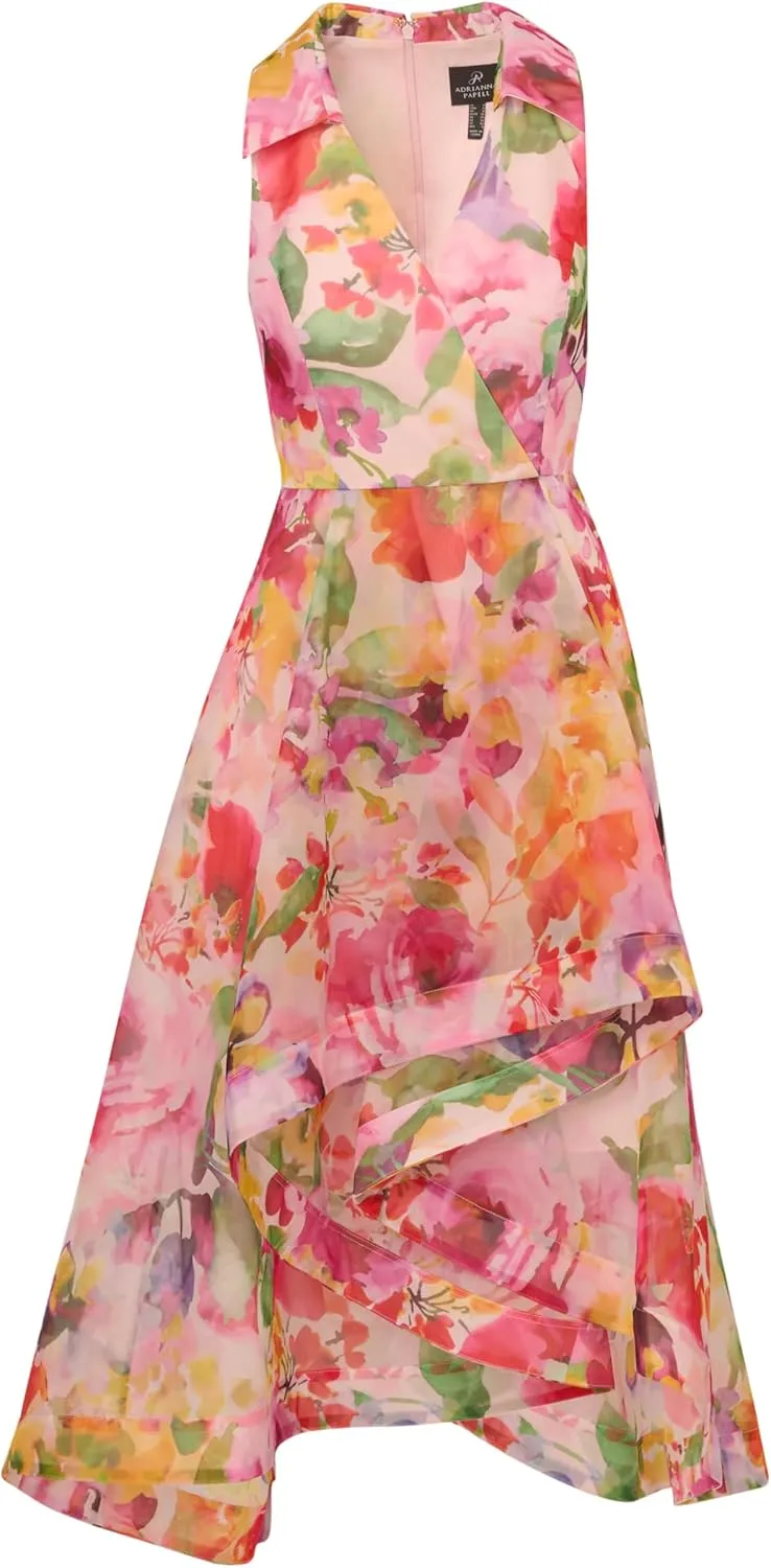 Adrianna Papell Women's Printed High-Low Dress