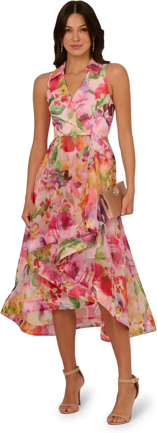 Adrianna Papell Women's Printed High-Low Dress
