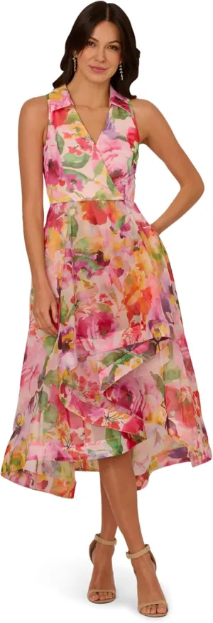 Adrianna Papell Women's Printed High-Low Dress