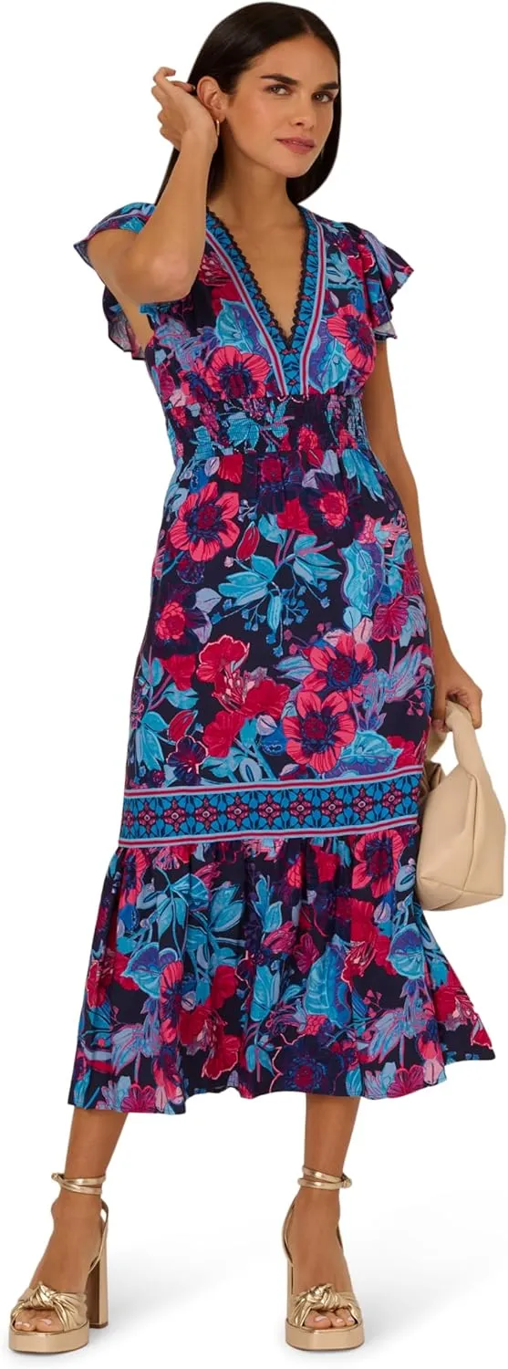 Adrianna Papell Women's Printed Midi Dress