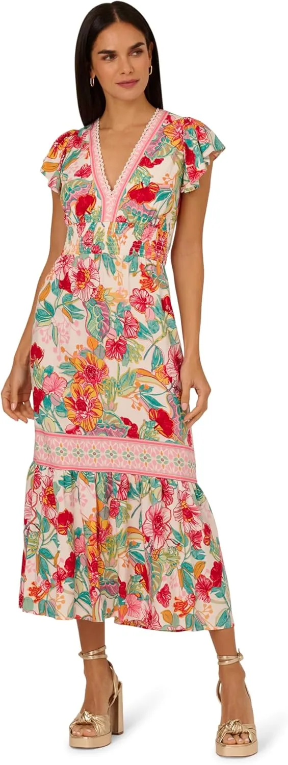 Adrianna Papell Women's Printed Midi Dress