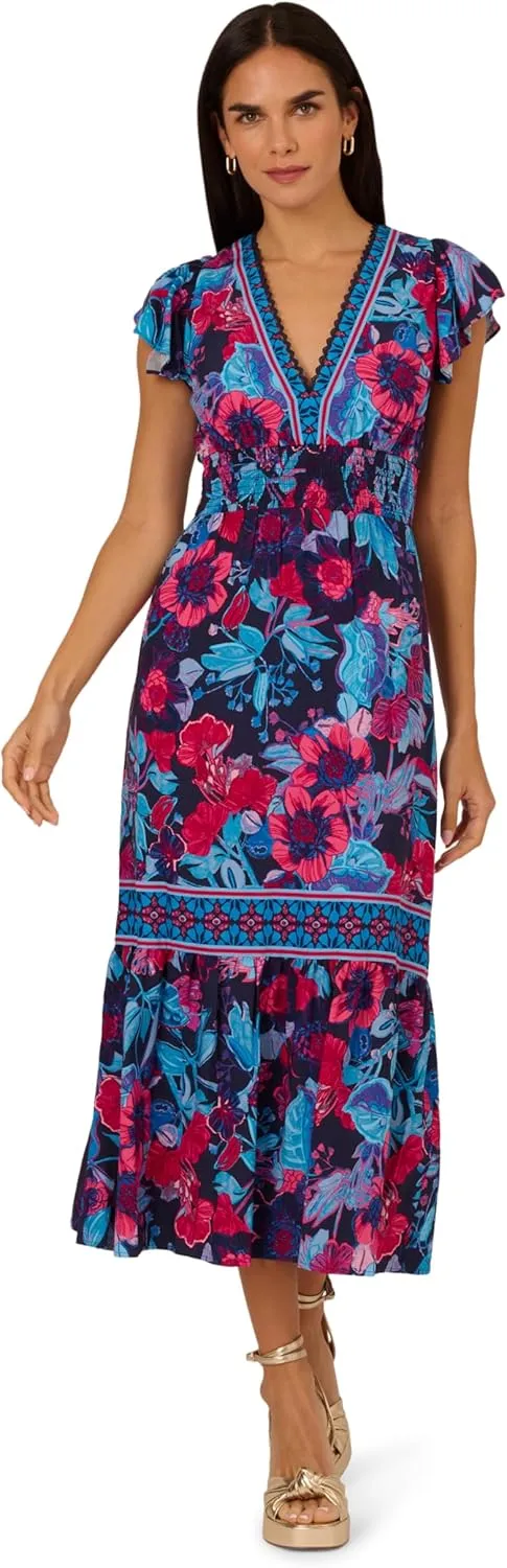 Adrianna Papell Women's Printed Midi Dress