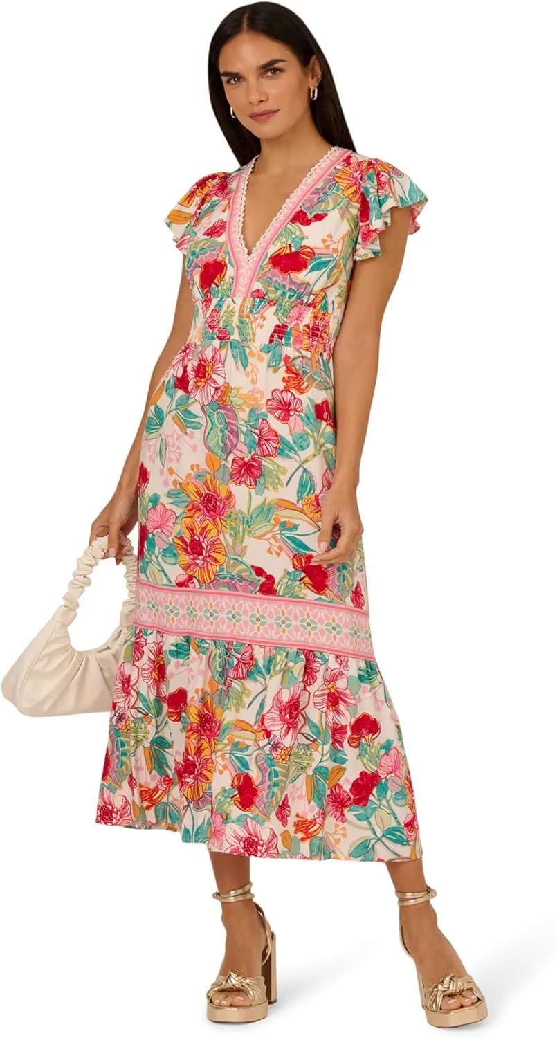 Adrianna Papell Women's Printed Midi Dress