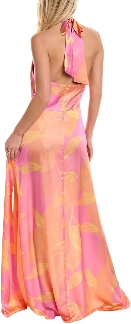 Aidan Mattox Women's Halter Printed Maxi Dress