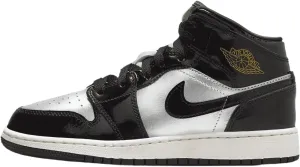 Air Jordan 1 Mid SE Big Kids' Shoes (FZ3938-001, Black/Metallic Silver/Sail/Metallic Gold)