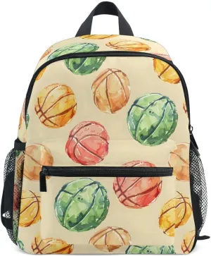 ALAZA Funny Colored Basketball Ball Toddler Backpack Kid's School Bag Preschool Kindergarten Elementary School for Boys Girls