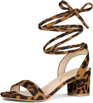 Allegra K Women's Block Heel Sandals Lace Up Heels