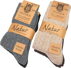 Alpaca Wool Socks - Fine Knit Unisex Socks for Women and Men - 4 Pairs All Year Thin Knit