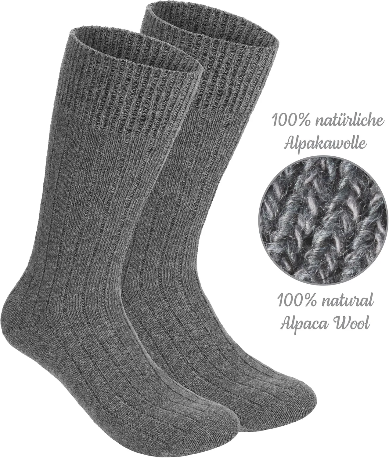 Alpaca Wool Socks - Fine Knit Unisex Socks for Women and Men - 4 Pairs All Year Thin Knit