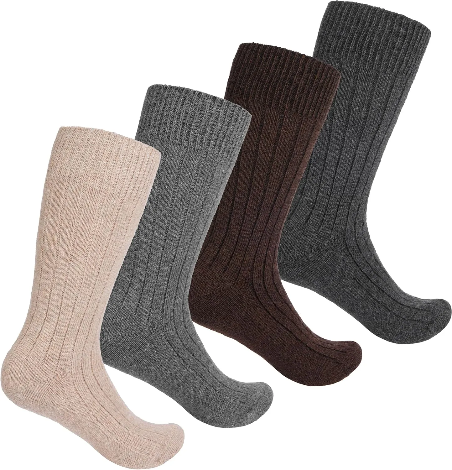Alpaca Wool Socks - Fine Knit Unisex Socks for Women and Men - 4 Pairs All Year Thin Knit