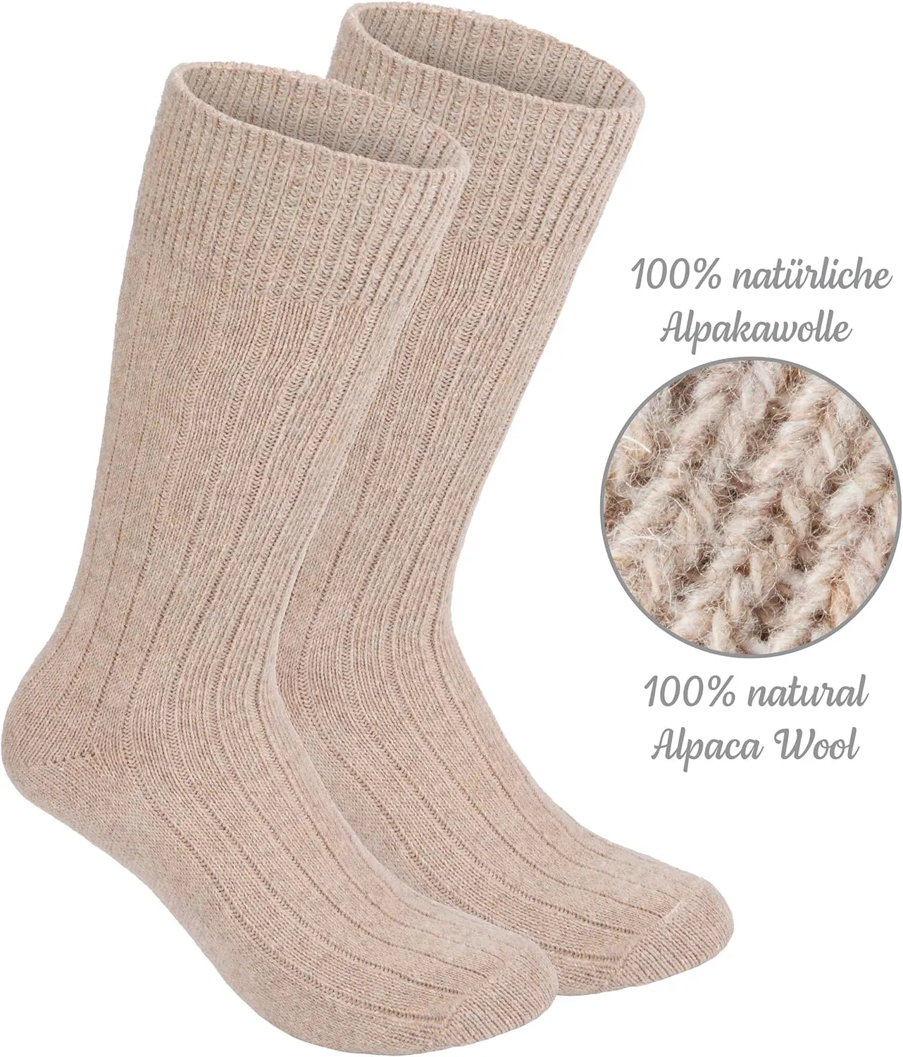 Alpaca Wool Socks - Fine Knit Unisex Socks for Women and Men - 4 Pairs All Year Thin Knit