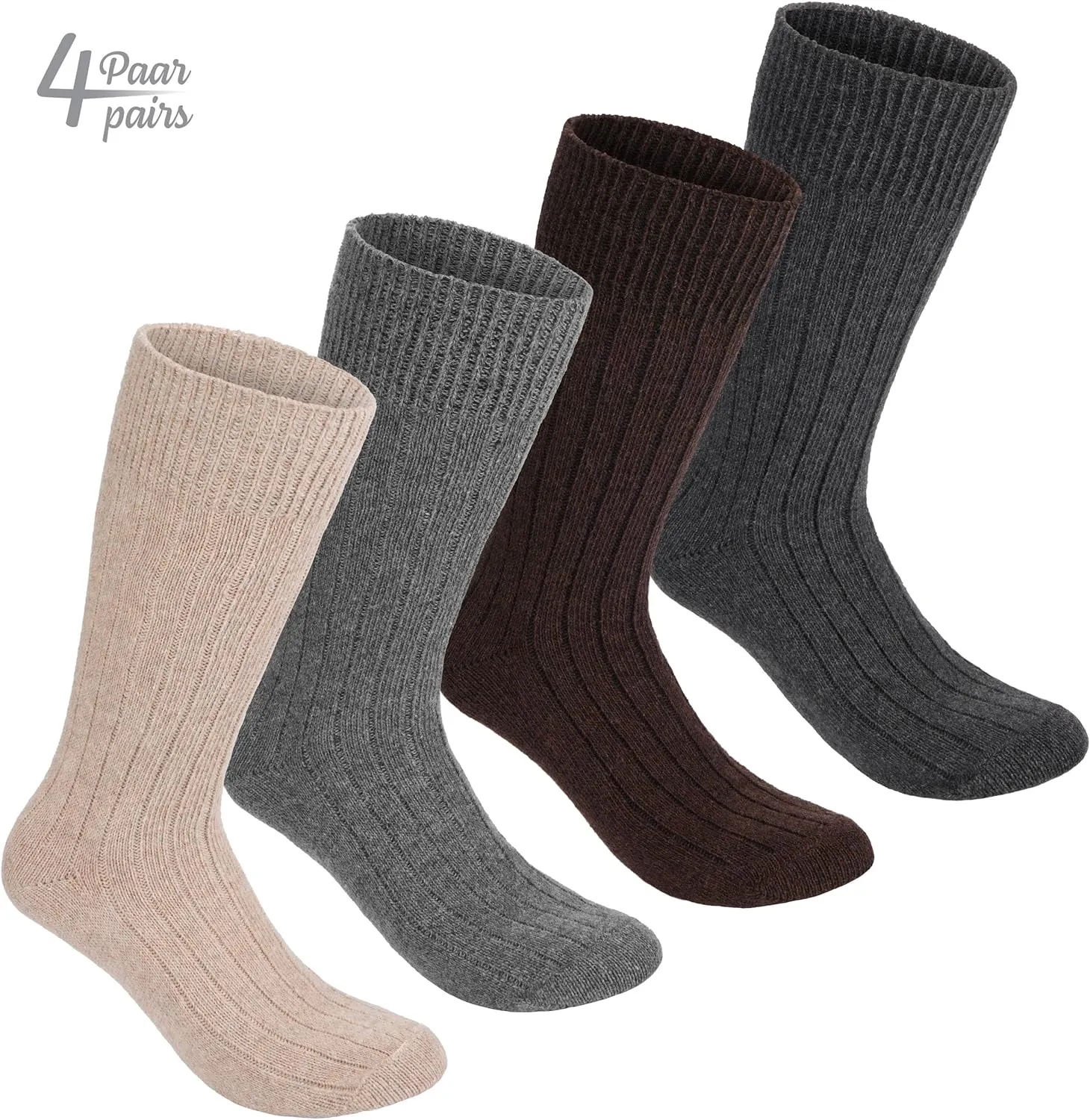 Alpaca Wool Socks - Fine Knit Unisex Socks for Women and Men - 4 Pairs All Year Thin Knit