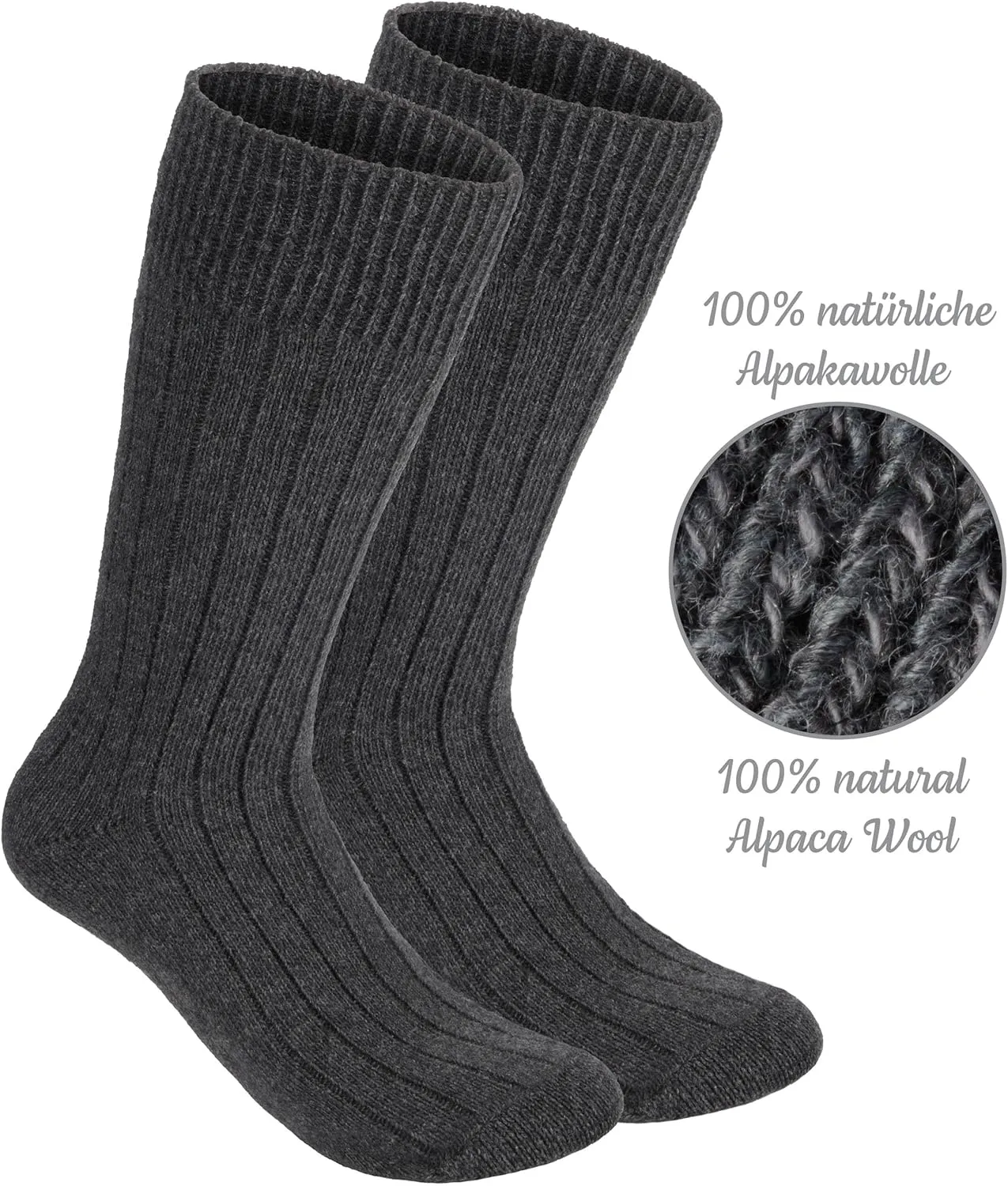 Alpaca Wool Socks - Fine Knit Unisex Socks for Women and Men - 4 Pairs All Year Thin Knit