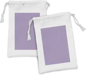 Ambesonne Abstract Fabric Pouch Set of 2, Illustration of Overlapping Intricate and Geometric Shapes, Small Drawstring Bag for Toiletries Masks and Favors, 9" x 6", Violet Quartz