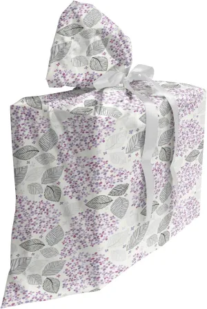 Ambesonne Floral Gift Bag, Ornamental Geometric Lilac Flower Blossoms and Striped Leaves Stretching, Fabric Party Favor Pouch with 3 Ribbons, 27, Pale Purple Pale Taupe