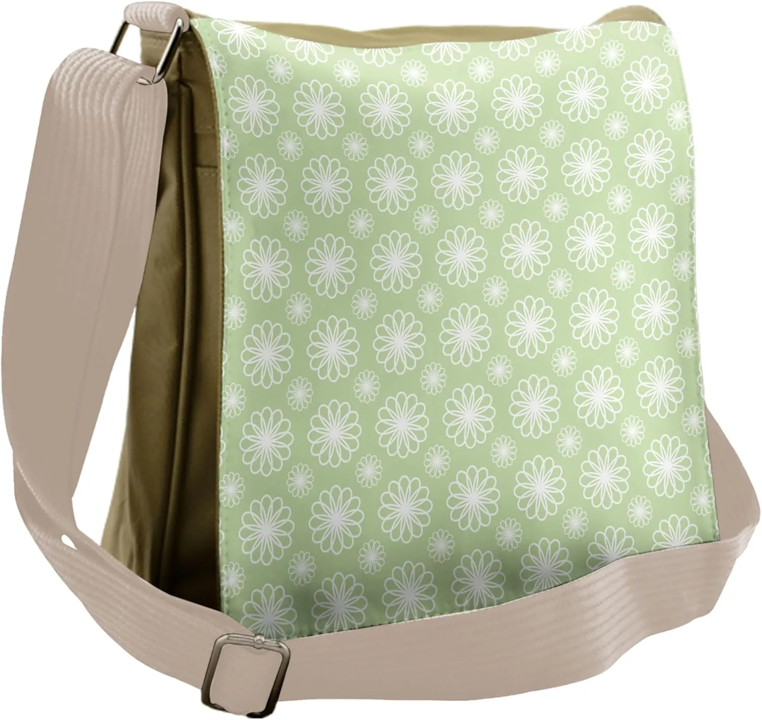 Ambesonne Floral Messenger Bag, Symmetrical Geometric, Unisex Cross-body