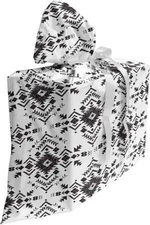 Ambesonne Geometric Fabric Gift Bag, Demonstration of Monochrome Style Triangles Squares and Zigzags, Present Sack for Parties Birthdays with 3 Ribbons, 27, Dark Taupe Grey White