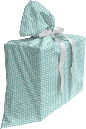 Ambesonne Geometric Fabric Gift Bag, Rhythmic Horizontal Tribal Chevron Style Design Art Illustration Pattern, Present Sack for Parties Birthdays with 3 Ribbons, 27, Seafoam and Cream