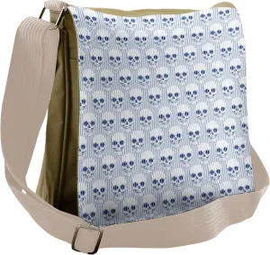 Ambesonne Geometric Messenger Bag, Blue Skulls Optical, Unisex Cross-body