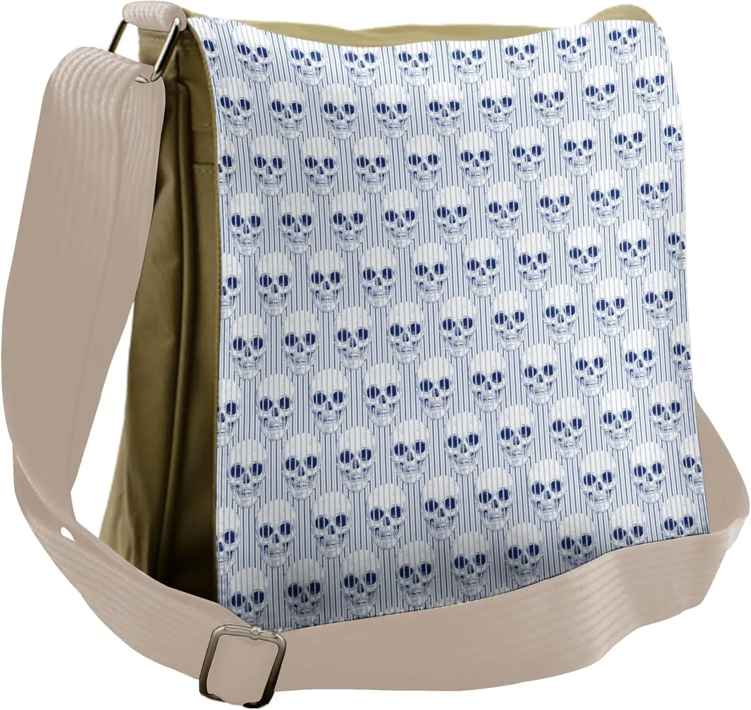 Ambesonne Geometric Messenger Bag, Blue Skulls Optical, Unisex Cross-body