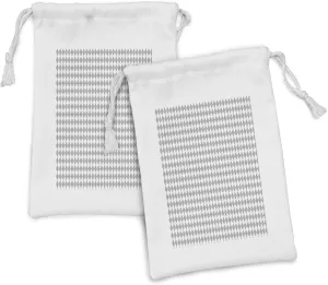 Ambesonne Grey Geometric Fabric Pouch Set of 2, Harlequin Style Pattern with Diamonds Elongated Square Shapes Print, Small Drawstring Bag for Toiletries Masks and Favors, 9" x 6", Pale Grey and White