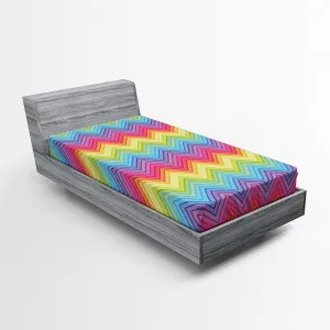 Ambesonne Rainbow Fitted Sheet, Colorful Zig Zag Chevron Pattern Geometric Modern Sharp Design Illustration, Soft Decorative Fabric Bedding All-Round Elastic Pocket, Twin Size, Yellow and Pink